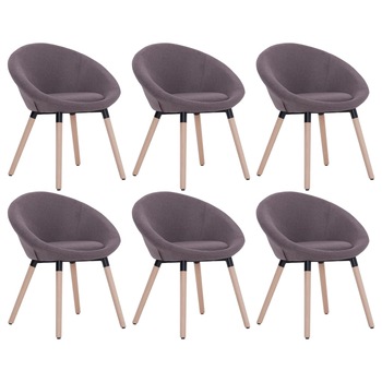 Set de 6 scaune de bucatarie, vidaXL, Gri inchis, 63 x 55 x 76 cm, cadru lemn