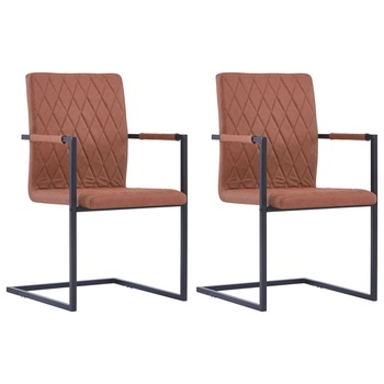 Set de 2 scaune de bucatarie tip consola, tapitate, vidaXL, Maro, 53 x 61 x 88,2 cm Set de 2 scaune de bucatarie tip consola, tapitate, vidaXL, Maro, 53 x 61 x 88,2 cm