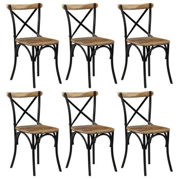 Set 6 scaune bucatarie, vidaXL, Lemn mango, 51 x 52 x 84 cm, Negru Set 6 scaune bucatarie, vidaXL, Lemn mango, 51 x 52 x 84 cm, Negru