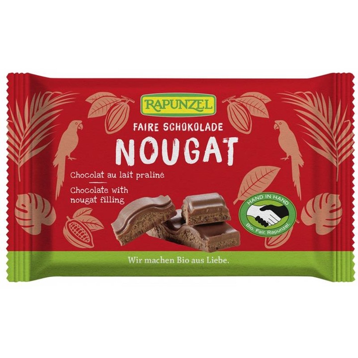Ciocolata nougat cristalino bio, 100g, Rapunzel