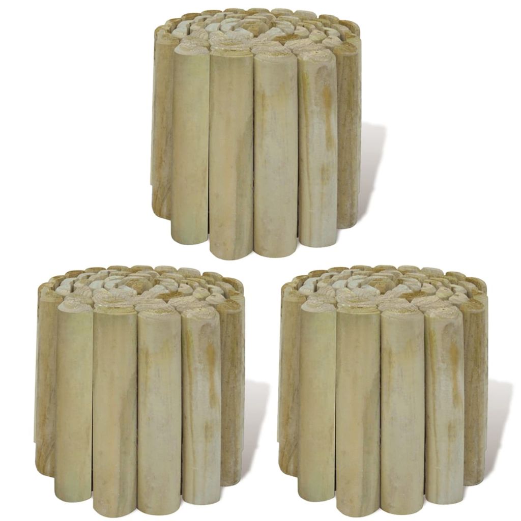 Bordura gazon vidaXL, 3 buc., Lemn, 250 x 20 cm, Maro