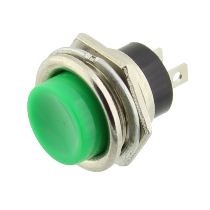Push buton fara retinere, verde, 3A, 125V, 24x19mm, 124733