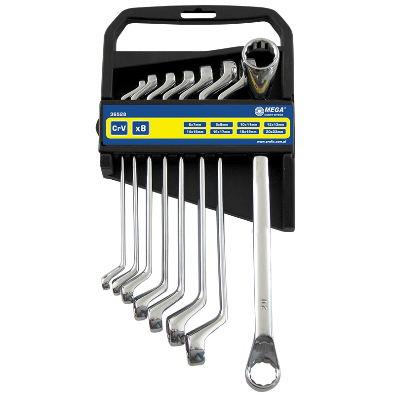 Set 8 chei inelare cotite CR-VA Mega, 6 - 22 mm, otel calit