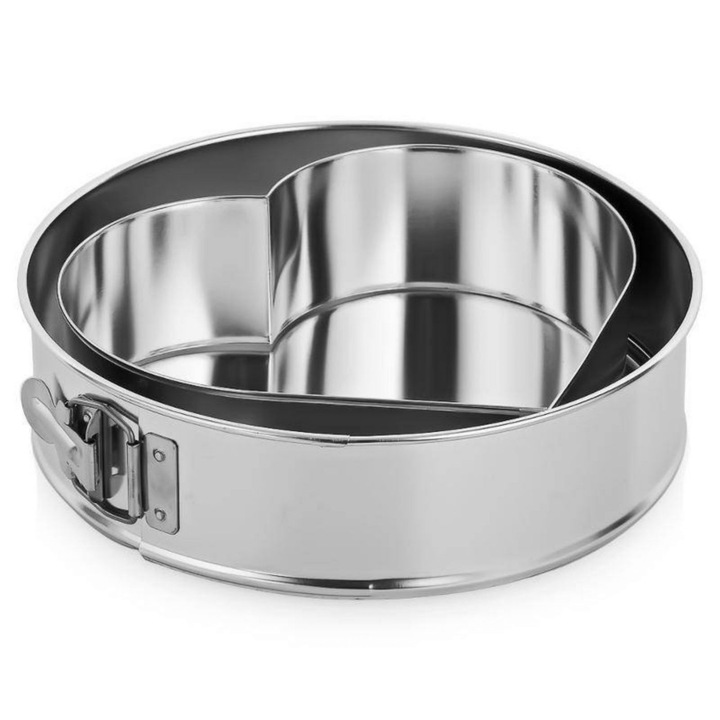 Forma tort 24cm cu forma inima, baza detasabila, 2 piese, SNB