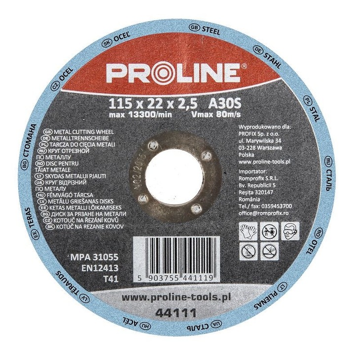 Proline Metal slefuire disc convex T27 125x6mm A24R - 44412
