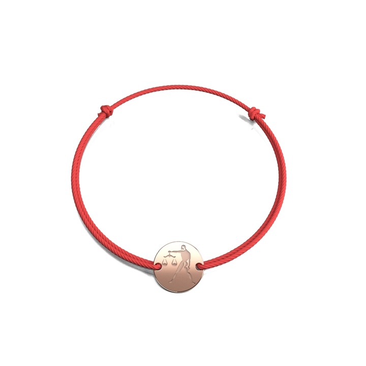 Bratara din aur roz 14K Balanta Banut pe snur