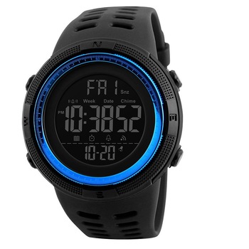 Ceas sport barbatesc SKMEI, Rezistent la apa 5 ATM, Quartz, Waterproof, Analog LED Digital, 59 mm, Negru Albastru Ceas sport barbatesc SKMEI, Rezistent la apa 5 ATM, Quartz, Waterproof, Analog LED Digital, 59 mm, Negru Albastru