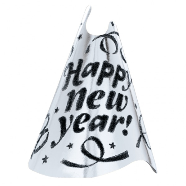 Coif argintiu inscriptionat Happy New Year, 1 bucata