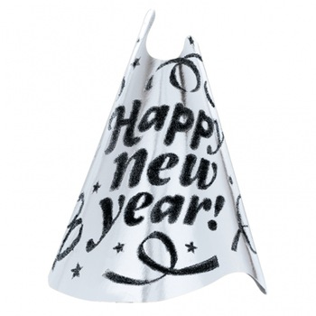 Coif argintiu inscriptionat Happy New Year, 1 bucata Coif argintiu inscriptionat Happy New Year, 1 bucata