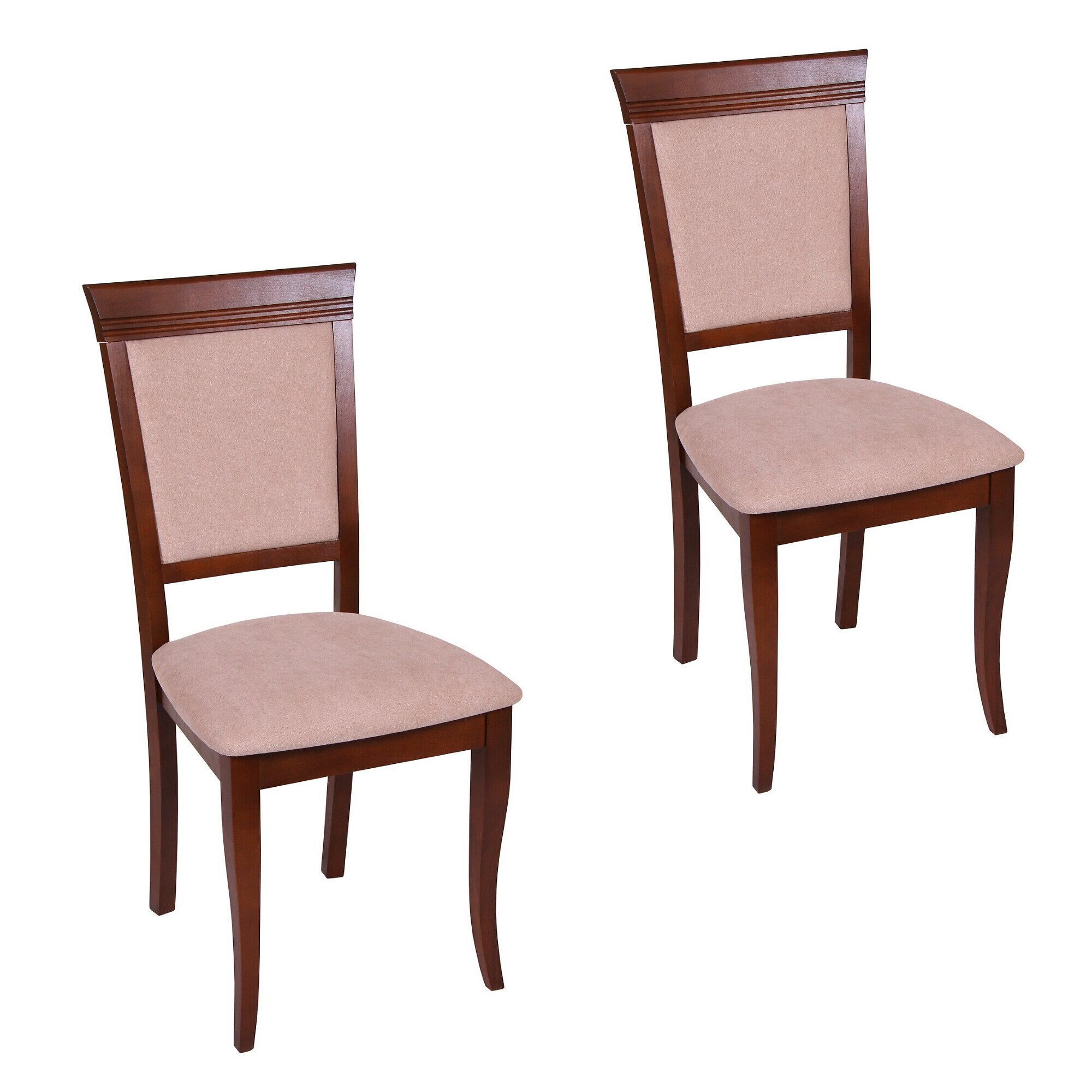 Set 2 scaune NAPOLI MS, Lemn, Nut/Misty beige