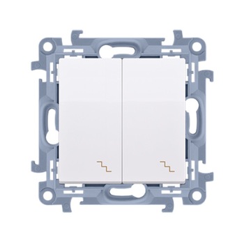 Intrerupator cap scara dublu, 10 A, 250V~, alb, borne cu surub Intrerupator cap scara dublu, 10 A, 250V~, alb, borne cu surub