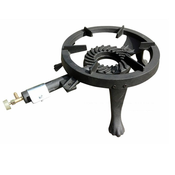 Pachet Arzator rotund din fonta 33 cm + 2M Furtun butelie + 2 Coliere furtun + 1 Ceas butelie + 1 Aprinzator aragaz