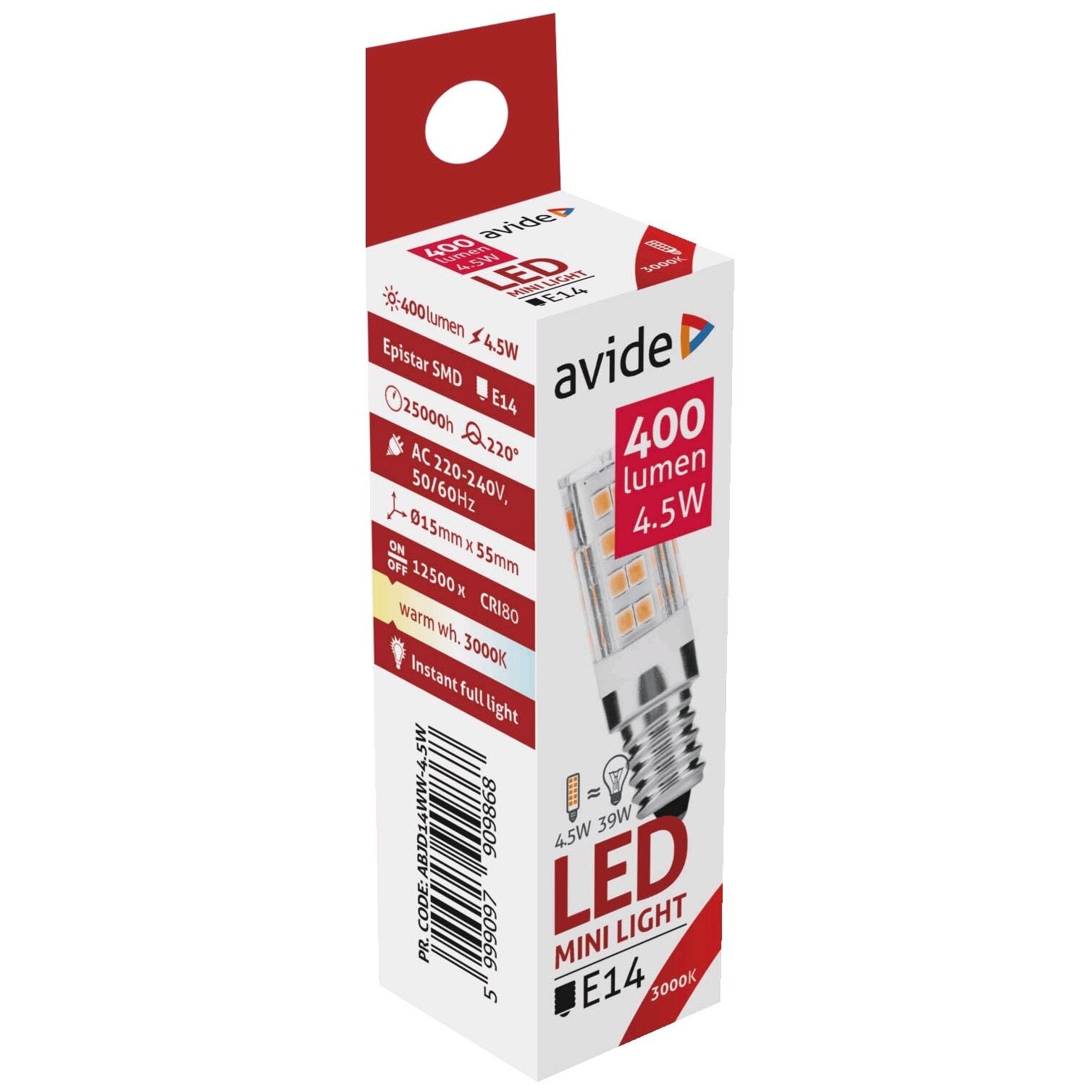 Set 3 Becuri Avide LED JD E14 4.5W 3000K lumina calda