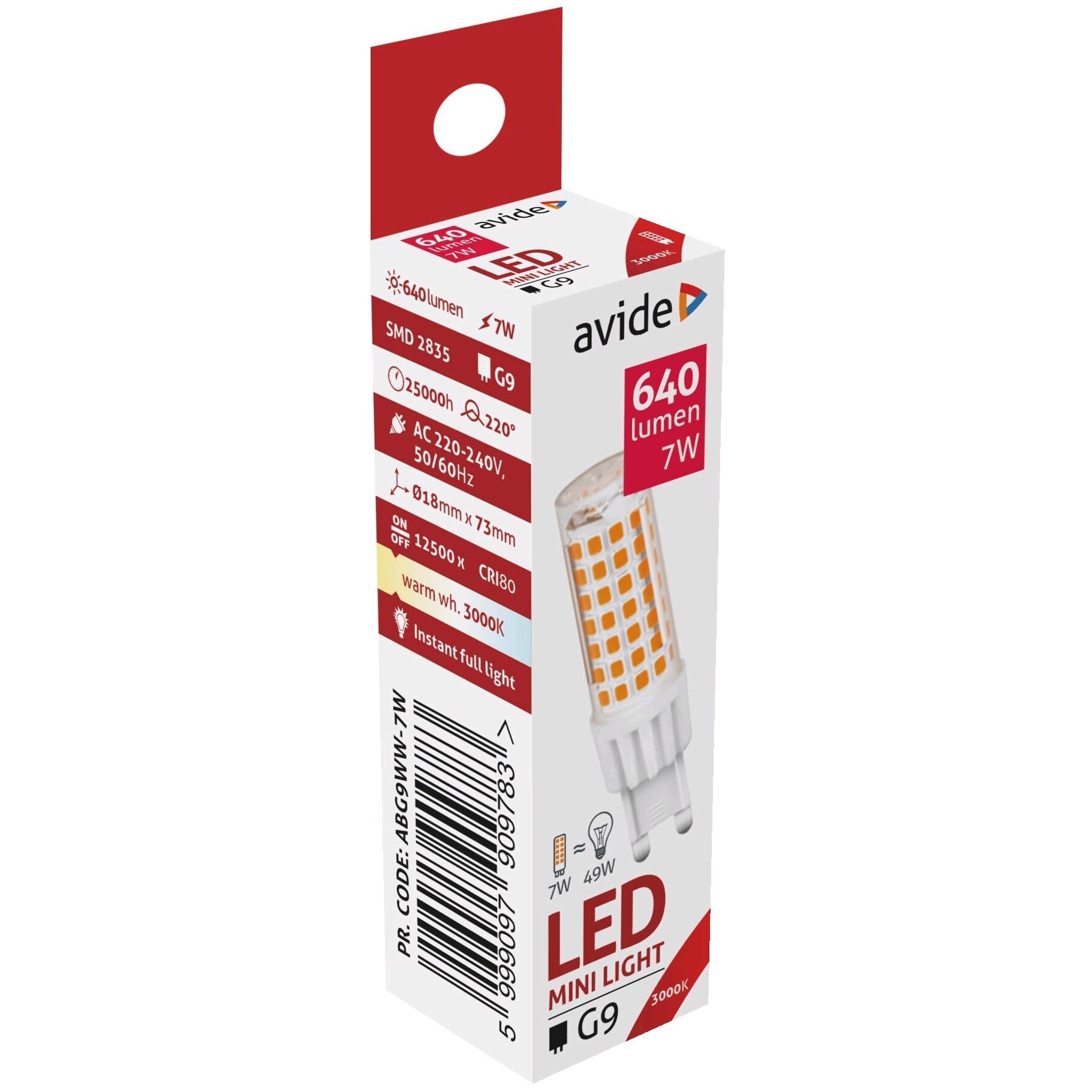 Set 3 Becuri Avide LED G9 7W 3000K lumina calda