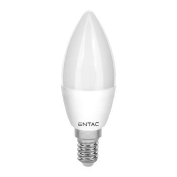 Set 5 Becuri Entac LED Candle 6.5W E14 3000K forma lumanare, lumina calda Set 5 Becuri Entac LED Candle 6.5W E14 3000K forma lumanare, lumina calda