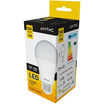 Set 3 Becuri Entac LED Globe A70 15W E27 3000K lumina calda Set 3 Becuri Entac LED Globe A70 15W E27 3000K lumina calda
