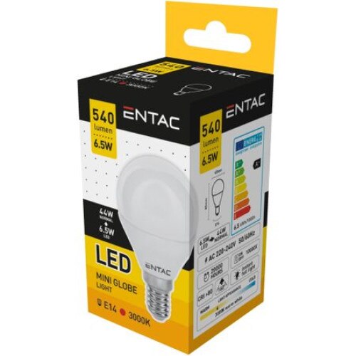 Set 5 Becuri Entac LED Mini Globe 6.5W E14 3000K lumina calda