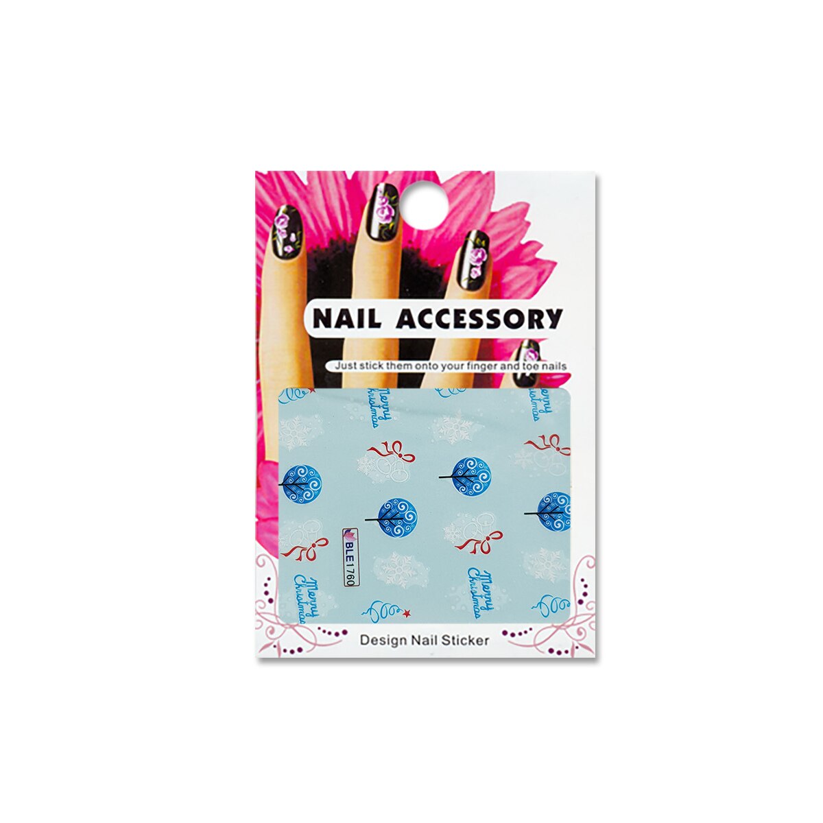Tatuaj sticker cu efect acrilic pentru decor unghii BLE1760, MoonbasaNails, Multicolor