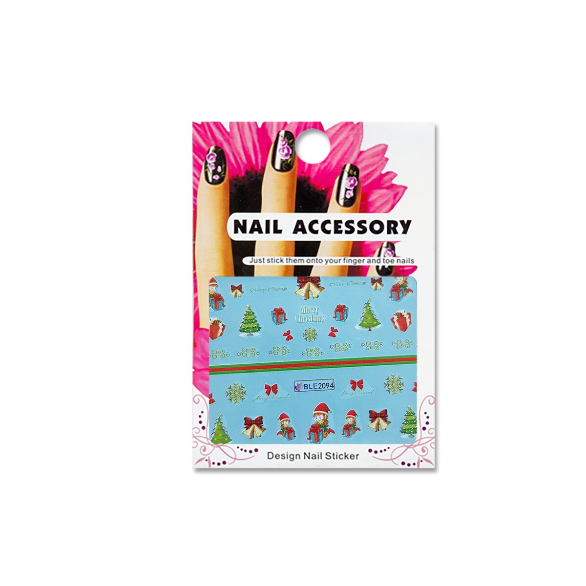 Tatuaj sticker cu efect acrilic pentru decor unghii BLE-2094, MoonbasaNails, Multicolor