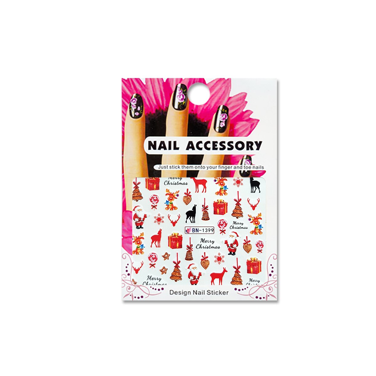 Tatuaj sticker cu efect acrilic pentru decor unghii BN-1399, MoonbasaNails, Multicolor