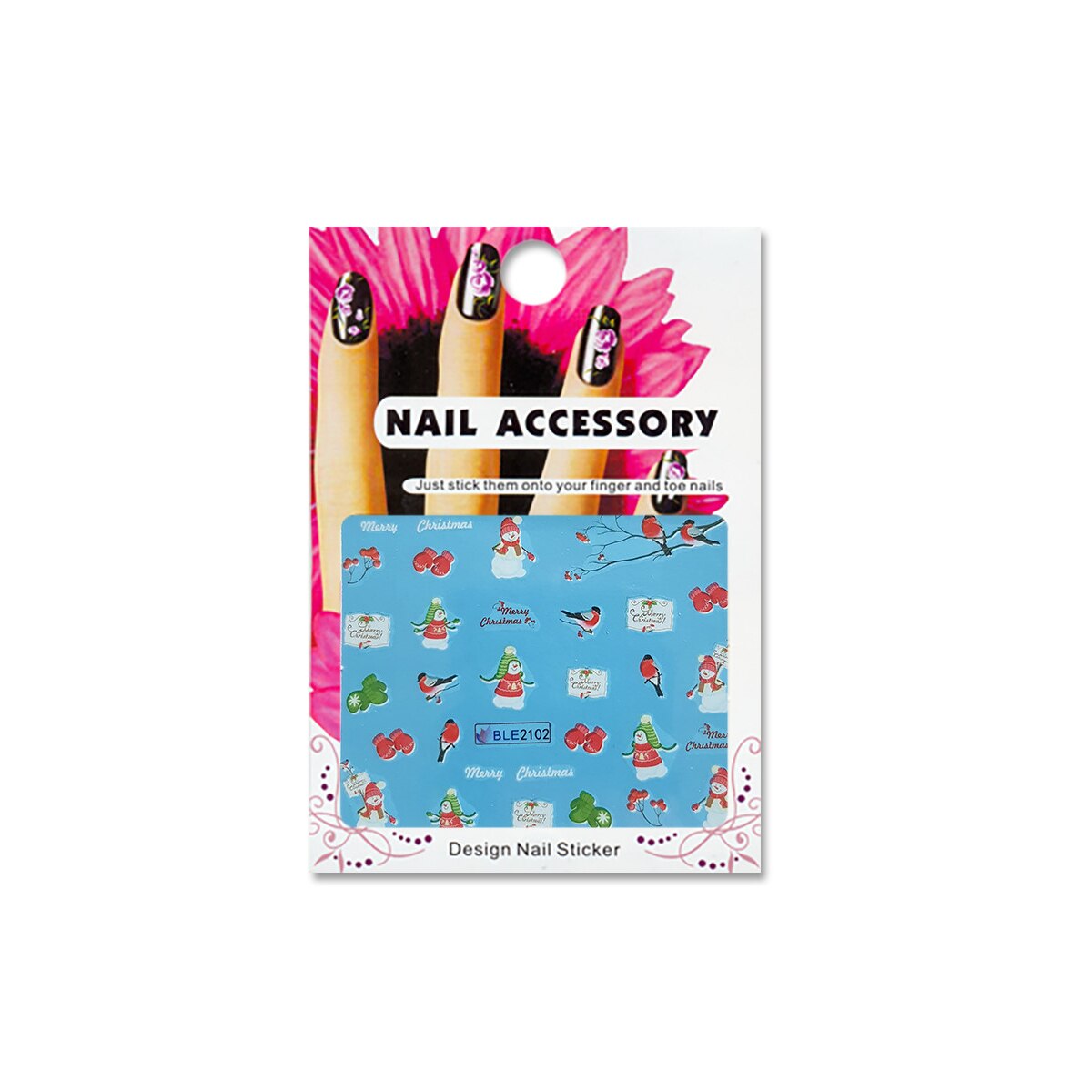 Tatuaj sticker cu efect acrilic pentru decor unghii BLE-2102, MoonbasaNails, Multicolor
