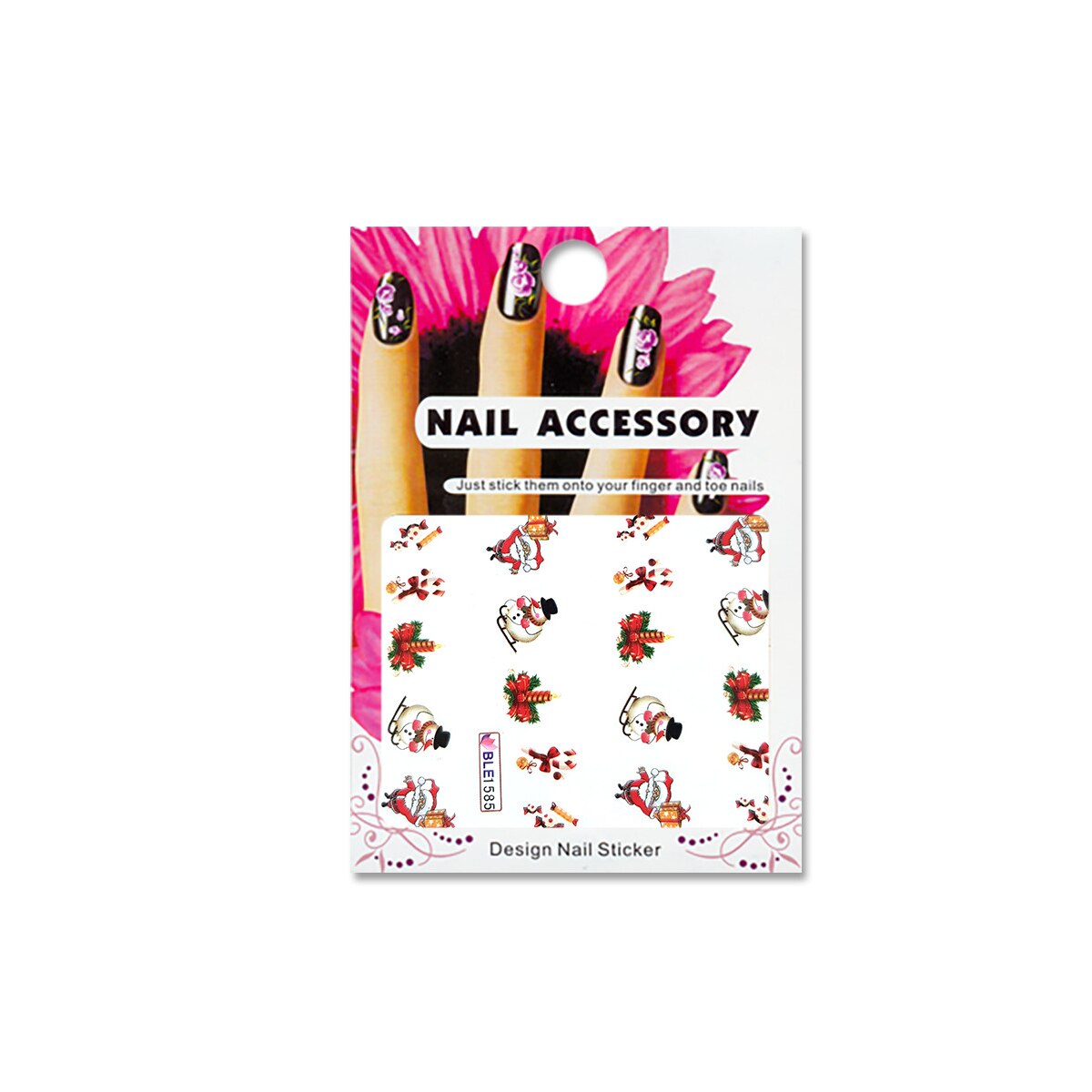 Tatuaj sticker cu efect acrilic pentru decor unghii BLE1585, MoonbasaNails, Multicolor