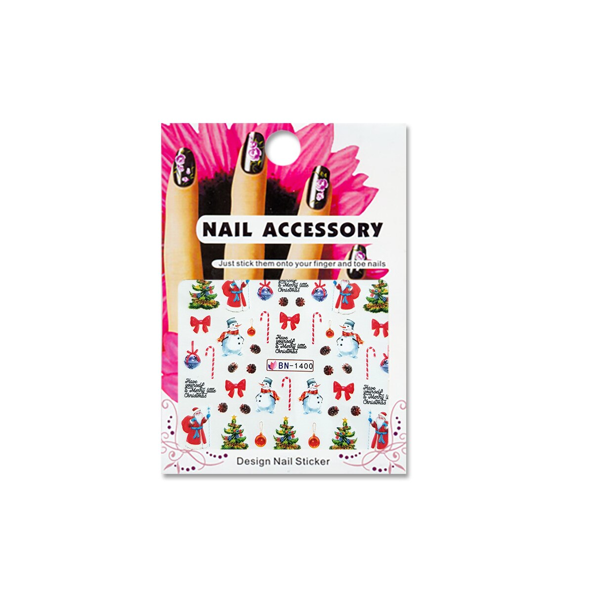 Tatuaj sticker cu efect acrilic pentru decor unghii BN-1400, MoonbasaNails, Multicolor