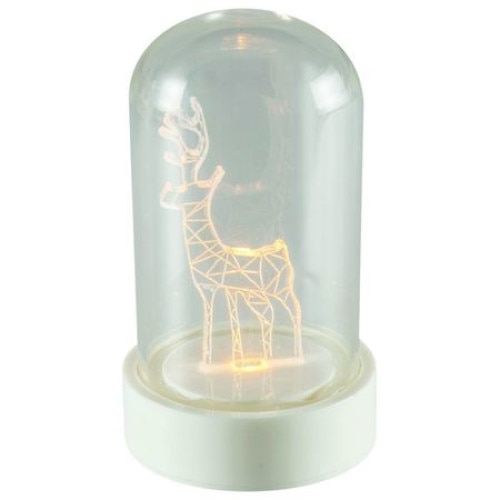 Decoratiune de Craciun, tip cerb, decor de masa cu capac din sticla, cu 1 led, lumina alba, calda, Heber