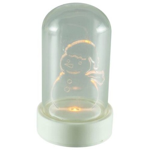 Decoratiune de Craciun, tip om de zapada, decor de masa cu capac din sticla, cu 1 led, lumina alba, calda, Heber