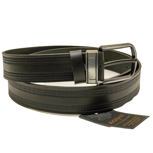 Curea pentru barbati Manhatan 8, Piele naturala, Lucrata manual, 130 cm, Negru