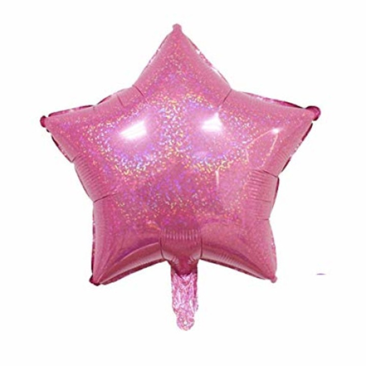 Balon folie in forma de stea, culoare roz laser, 45cm