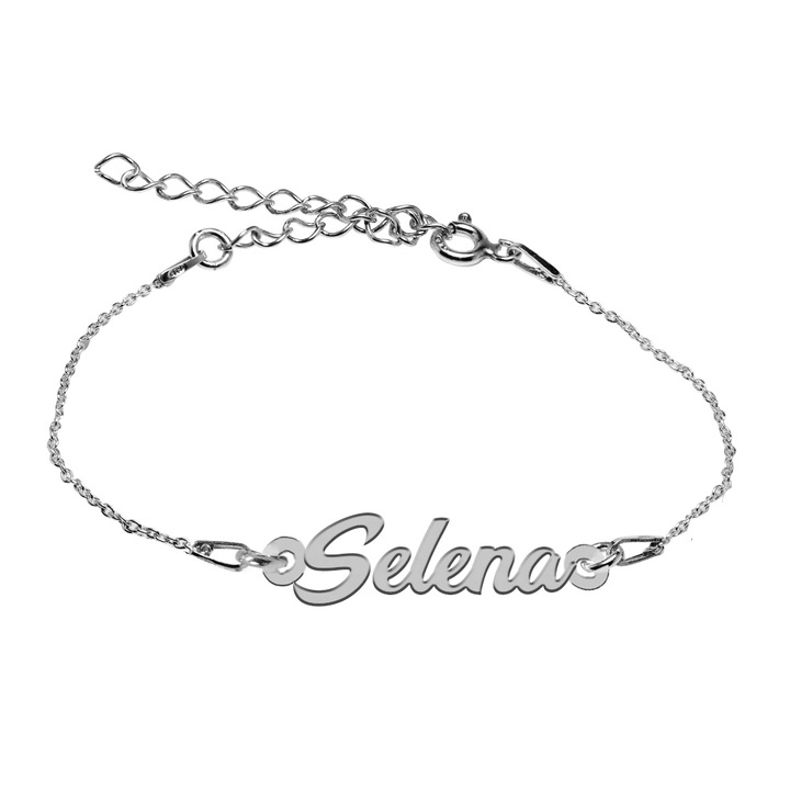 Bratara Argint 925, Nume Selena, BijuBOX, 15 + 4 cm