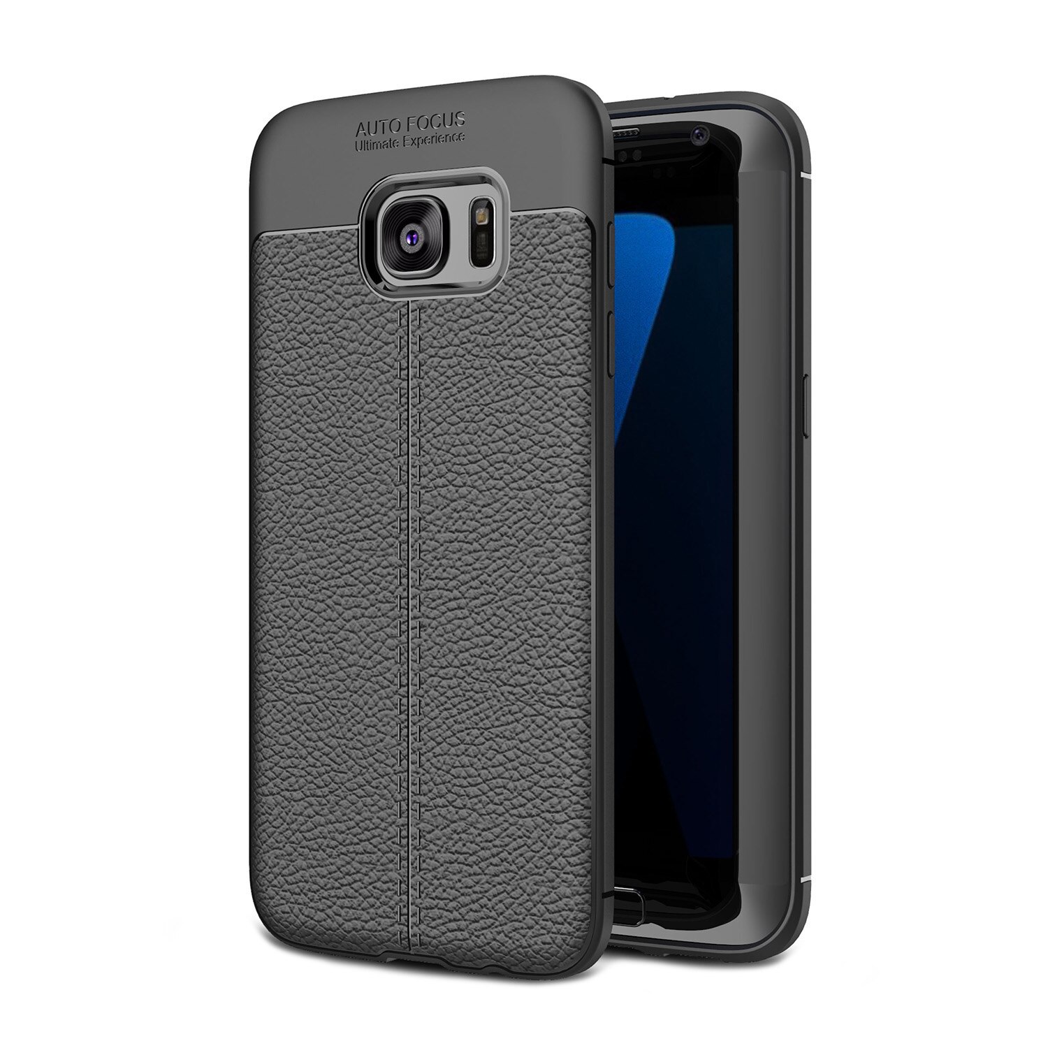 Husa silicon + TPU cu model piele, back cover, Samsung Galaxy S7 Edge - CaseME, Negru