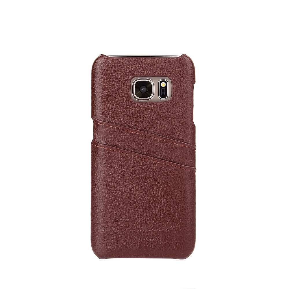 Husa slim din piele, tip back cover, cu buzunarase, Samsung Galaxy S7 - CaseMe, Maro