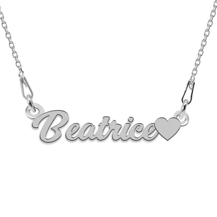 Colier Argint 925, Inimioara, Nume Beatrice, 45 cm