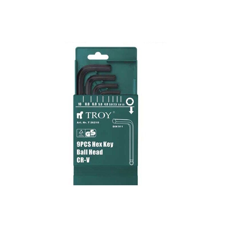 Set chei imbus Hex Troy T26210, Ø1.5 - 10 mm, 8 piese