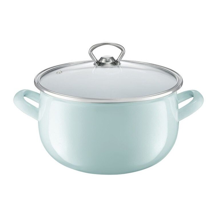 Oala email cu capac, 16 cm, 2.2L Menta Garden