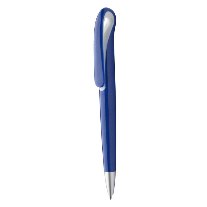 Персонализируема синя пластмасова усукваща писалка за отваряне