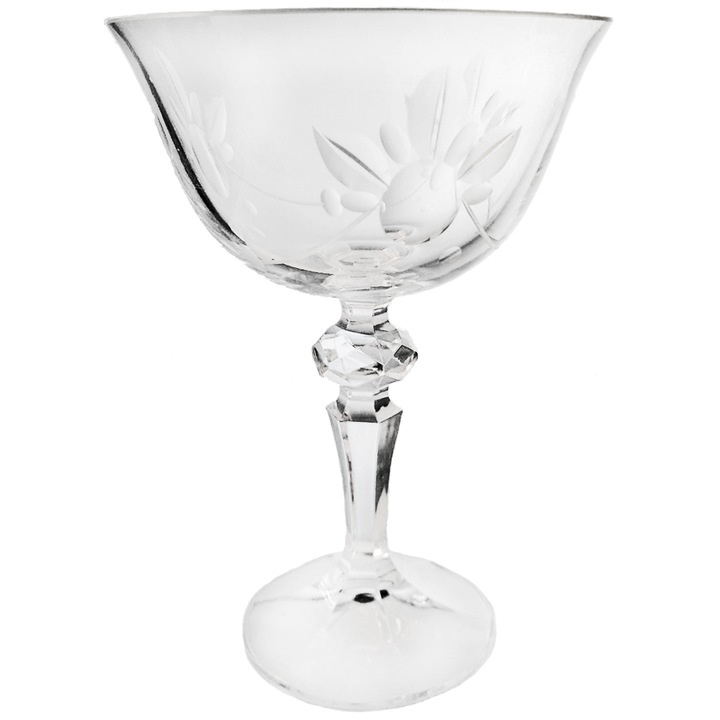 Чаша шампанско SmartDecor 16612, "Бохемия" кристал, 200 ml, Ръчна гравюра, Уникат