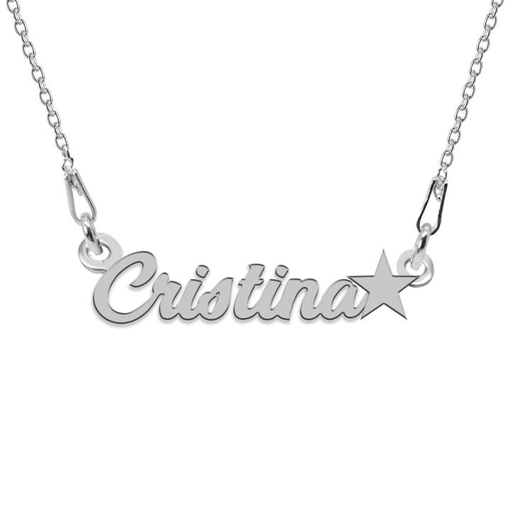 Colier Argint 925, Steluta, Nume Cristina, 45 cm