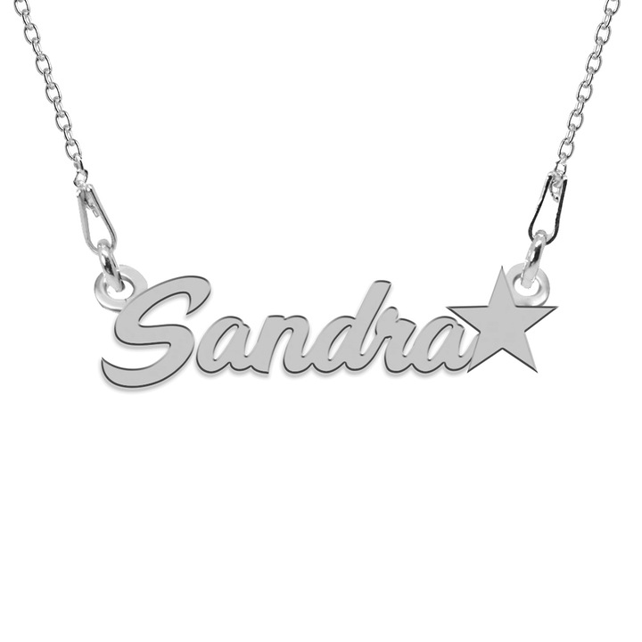 Colier Argint, Steluta, Nume Sandra, 45 cm