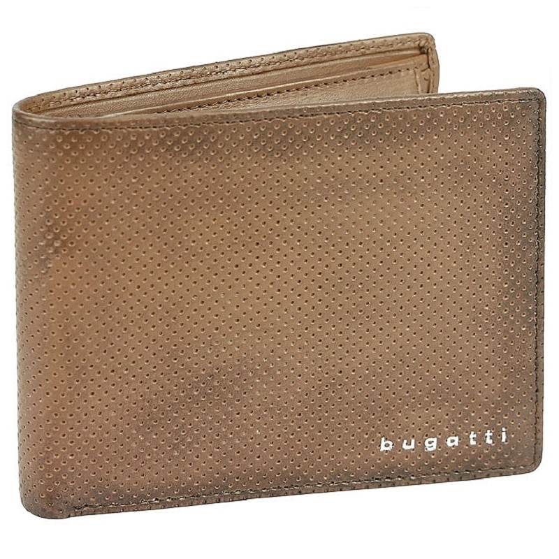 Bugatti, Portofel din piele Perfo 9CC, Orizontal, Maro