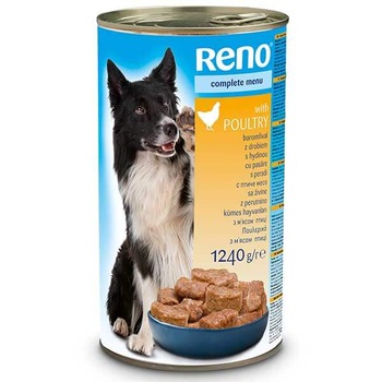 Hrana pentru caini Reno Dog conserva cu pasare 1240 g Hrana pentru caini Reno Dog conserva cu pasare 1240 g