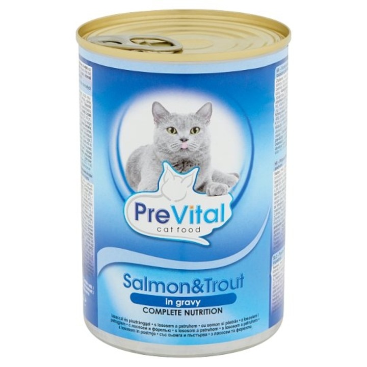 PreVital Konzerv Lazac- és Pisztrángízesítéssel, 415 g