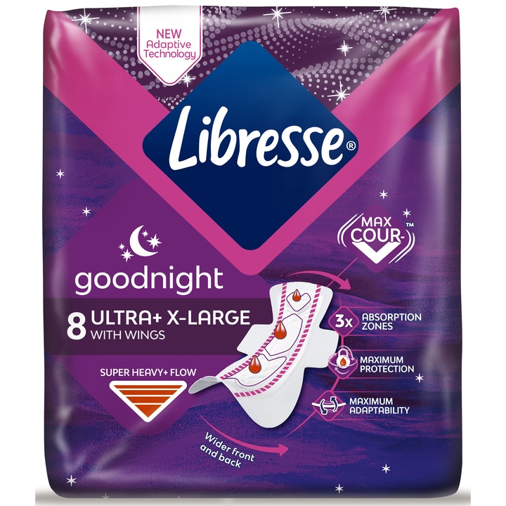 Absorbante Libresse Ultra Goodnight Extra Large, 8 bucati