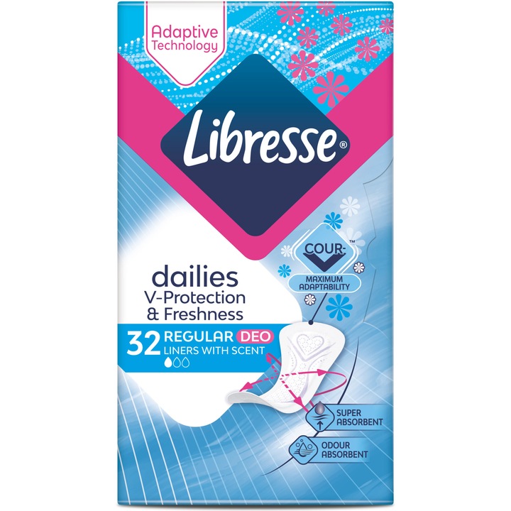 Ежедневни дамски превръзки Libresse Normal Deo Fresh, 32 броя