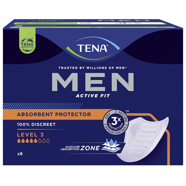 Protectie absorbanta pentru incontinenta Tena Men Level 3, Barbati, 8 bucati