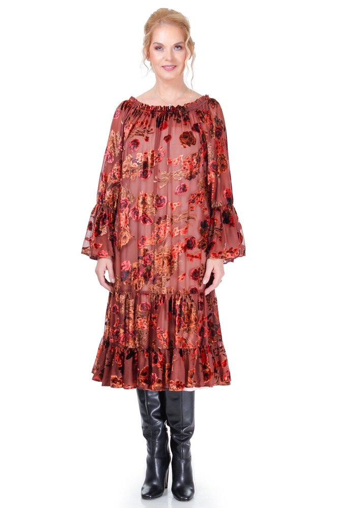 Rochie catifea maro Liza Panait R-2007E