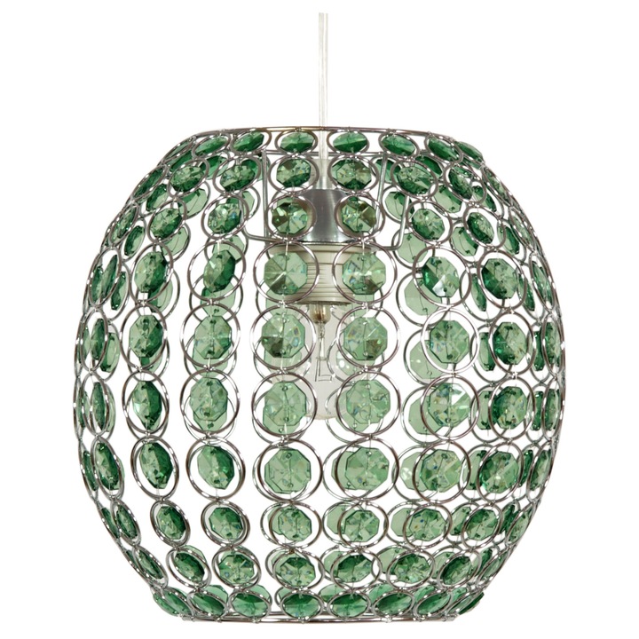 Pendul Rica, Metal, 105 x 28 x 28 cm, E27, Argintiu/Verde