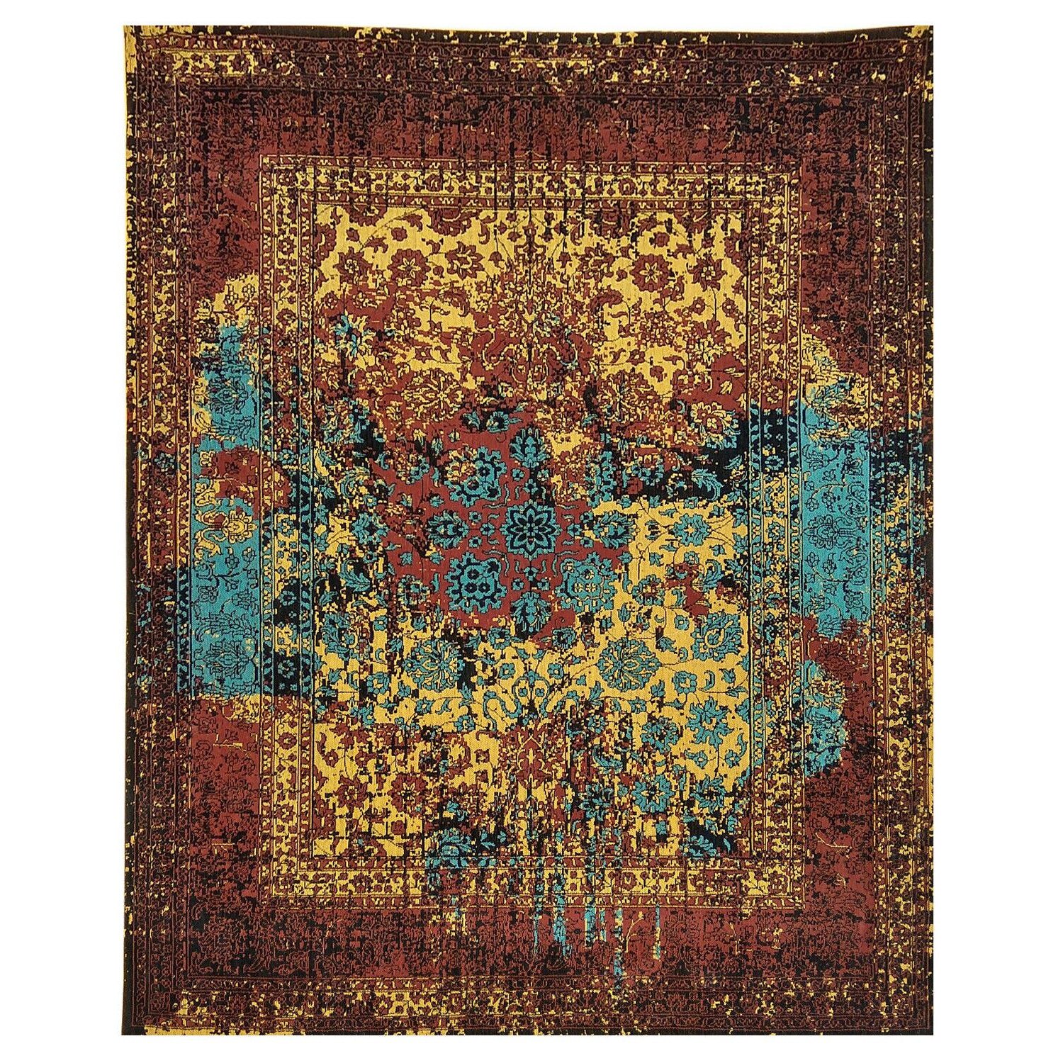 Covor vintage Manhattan Morgenland, Viscoza, 140x70 cm, Auriu